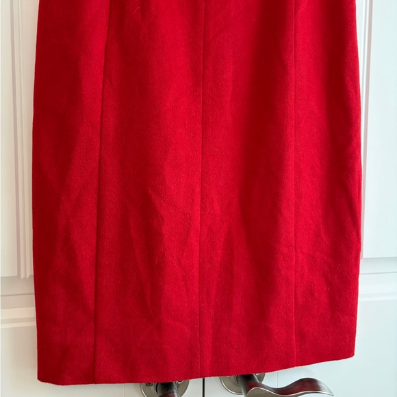 Akris Punto Red Wool Women's Sleeveless Dress Size US 4 Zipper Accent Career - Picture 3 of 16